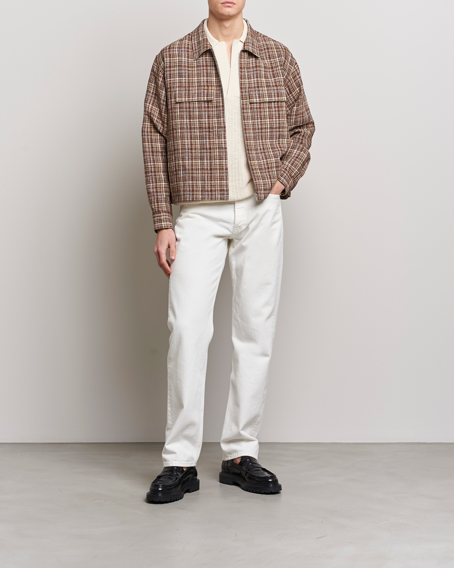 Herren | Jacken | Auralee | Linen/Silk Zip Blouson Brown Check