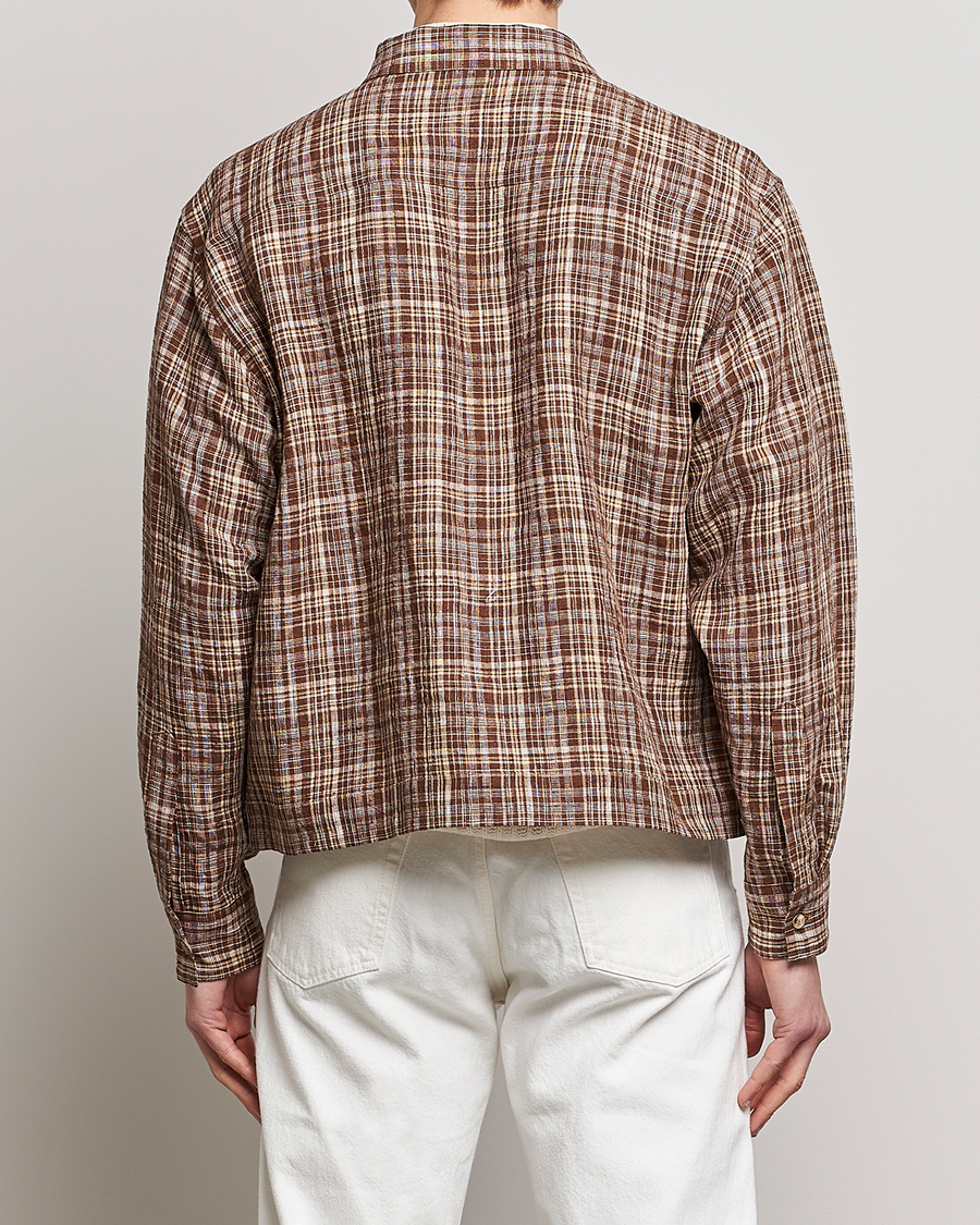Herren | Jacken | Auralee | Linen/Silk Zip Blouson Brown Check