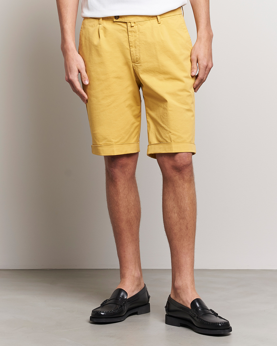 Herren | Shorts | Briglia 1949 | Pleated Cotton Shorts Yellow