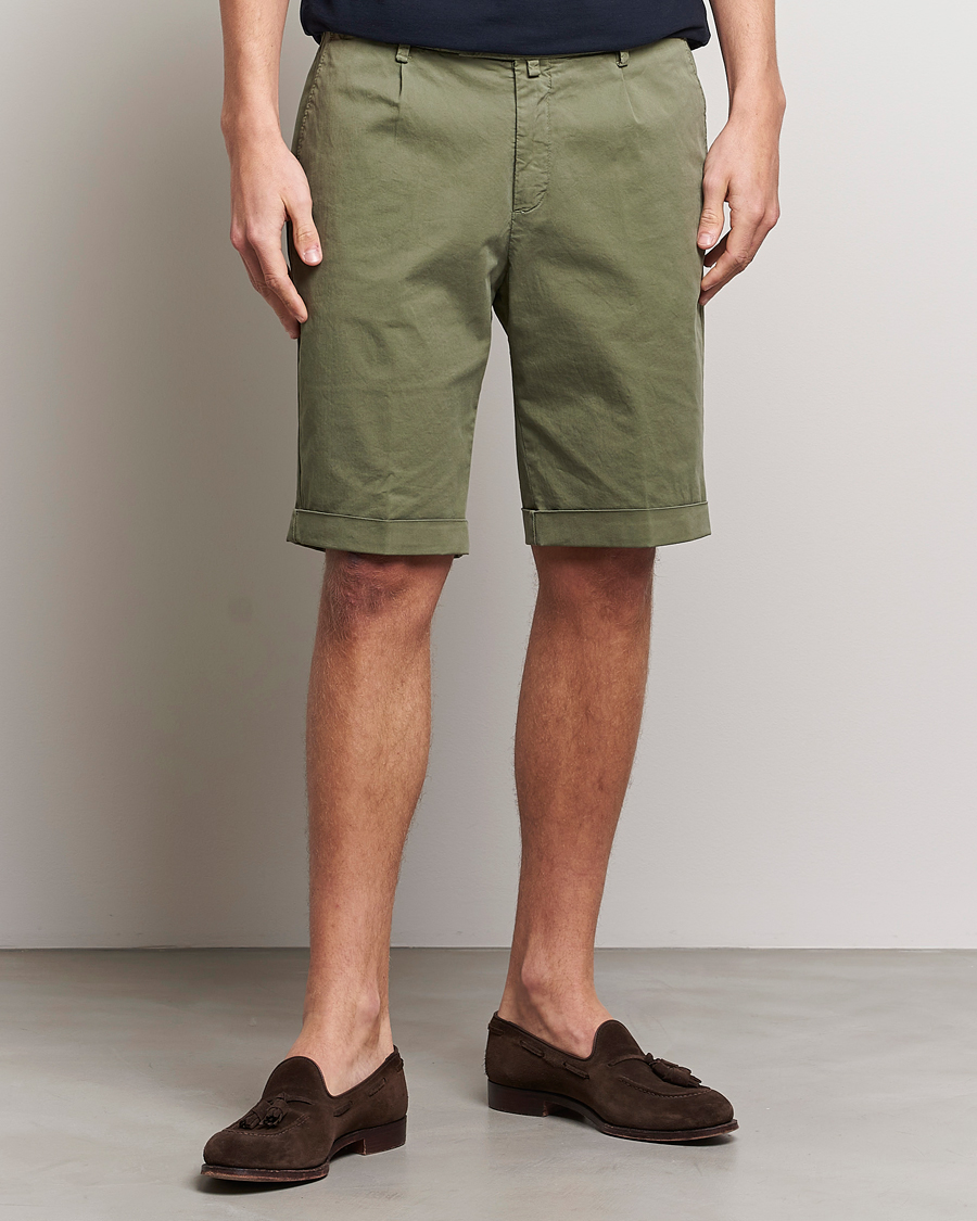 Herren | Shorts | Briglia 1949 | Pleated Cotton Shorts Olive