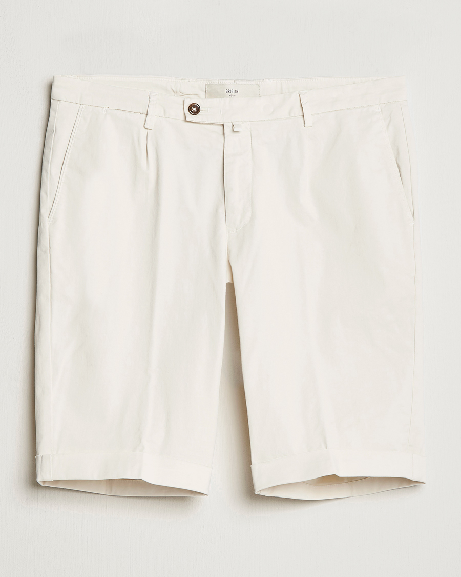 Herren | Shorts | Briglia 1949 | Pleated Cotton Shorts Cream