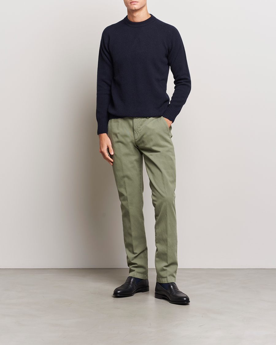 Herren | Hosen | Briglia 1949 | Slim Fit Diagonal Cotton Stretch Trousers Olive