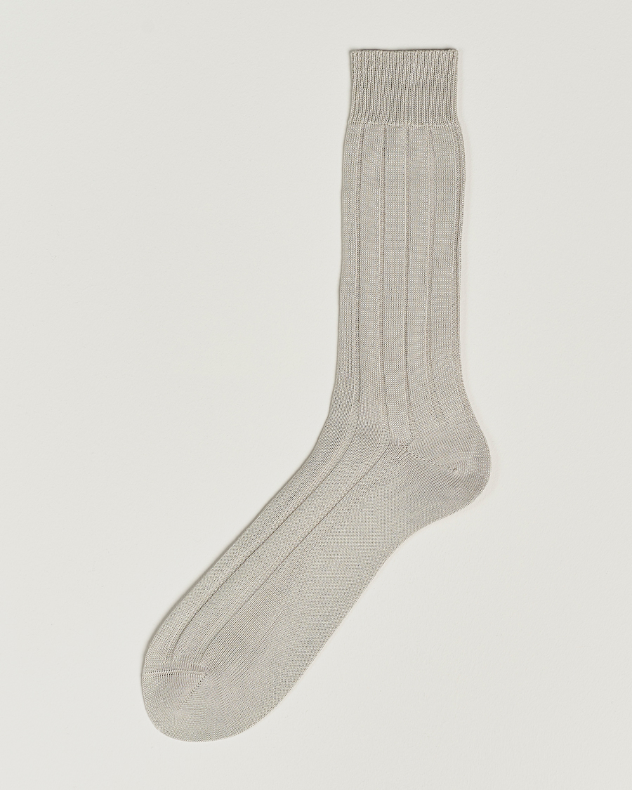 Herren | Unterwäsche | Bresciani | Wide Ribbed Cotton Socks Off White
