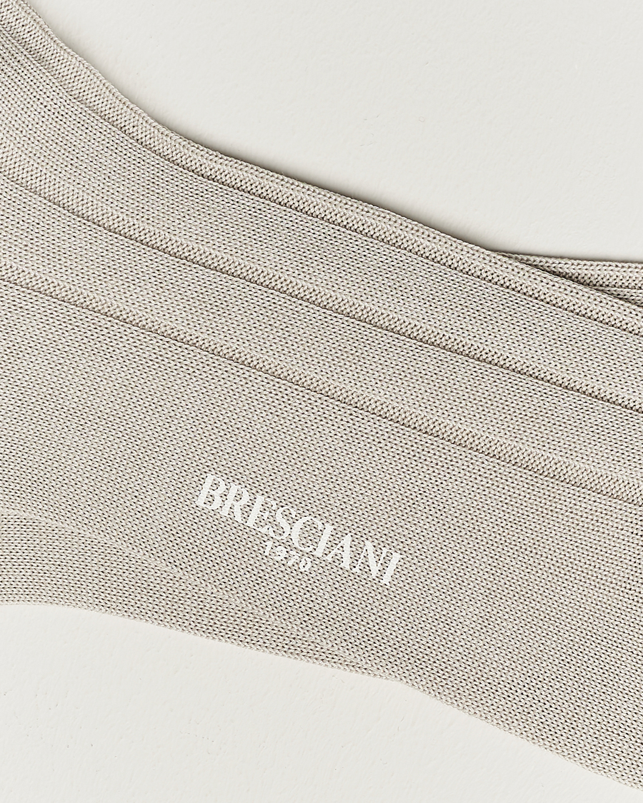 Herren | Italian Department | Bresciani | Wide Ribbed Cotton Socks Off White