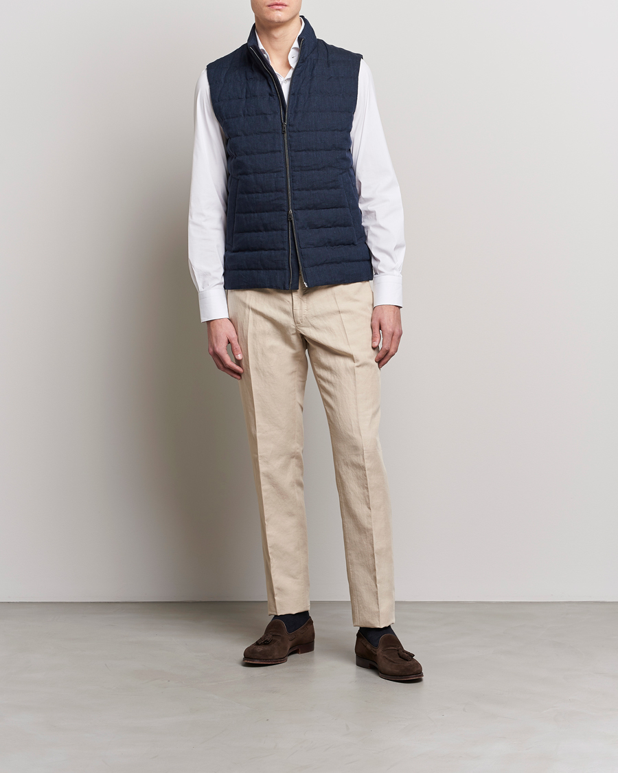 Herren | Westen | Herno | Padded Linen Vest Navy