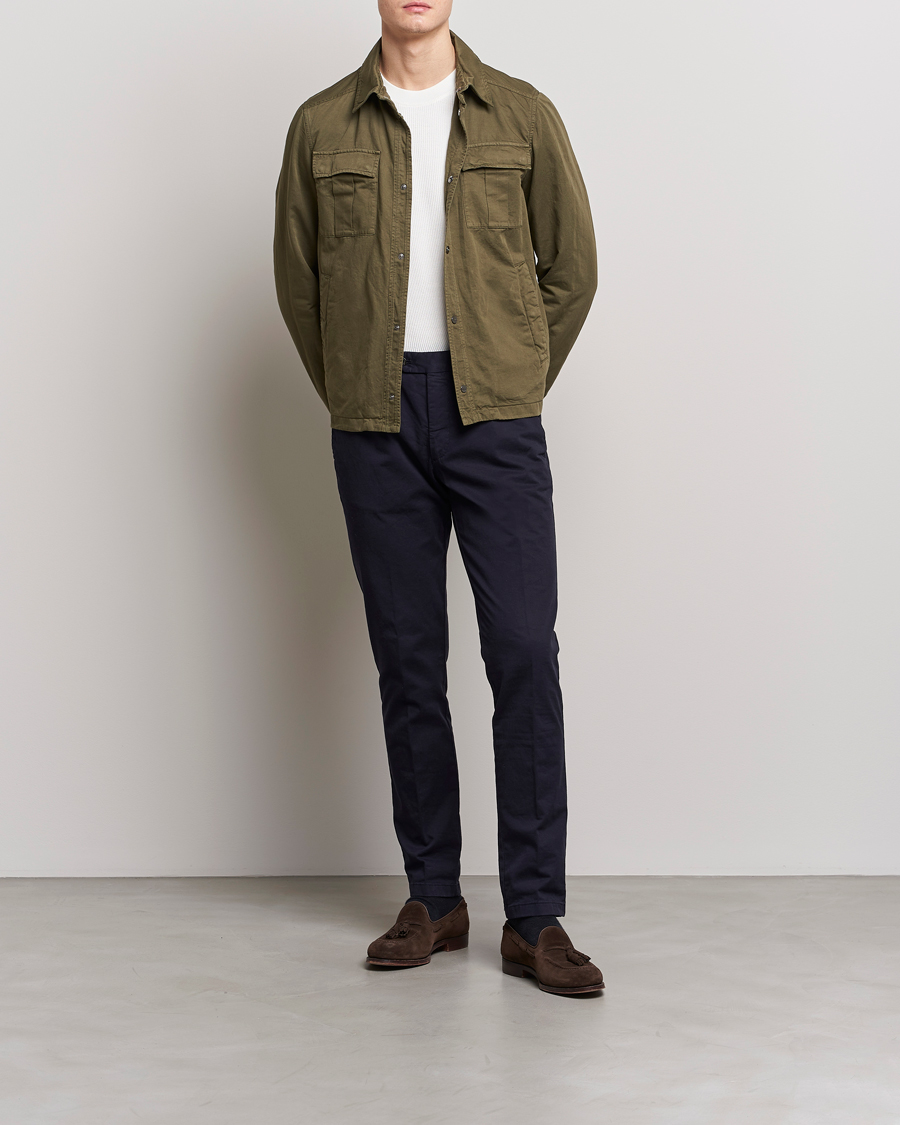 Herren | Jacken | Herno | Washed Cotton/Linen Shirt Jacket Army Green