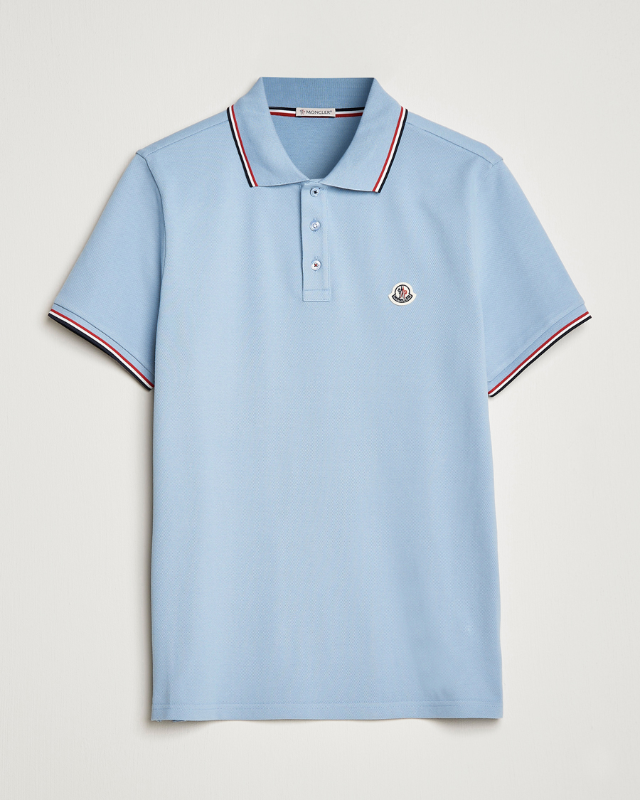 Herren | Poloshirts | Moncler | Contrast Rib Polo Light Blue