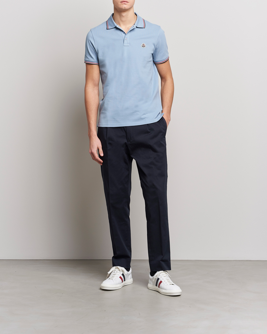 Herren | Poloshirts | Moncler | Contrast Rib Polo Light Blue
