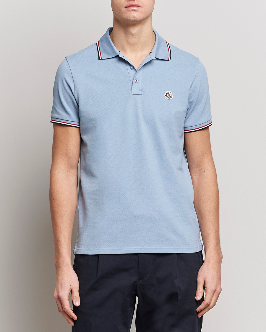 Herren | Poloshirts | Moncler | Contrast Rib Polo Light Blue