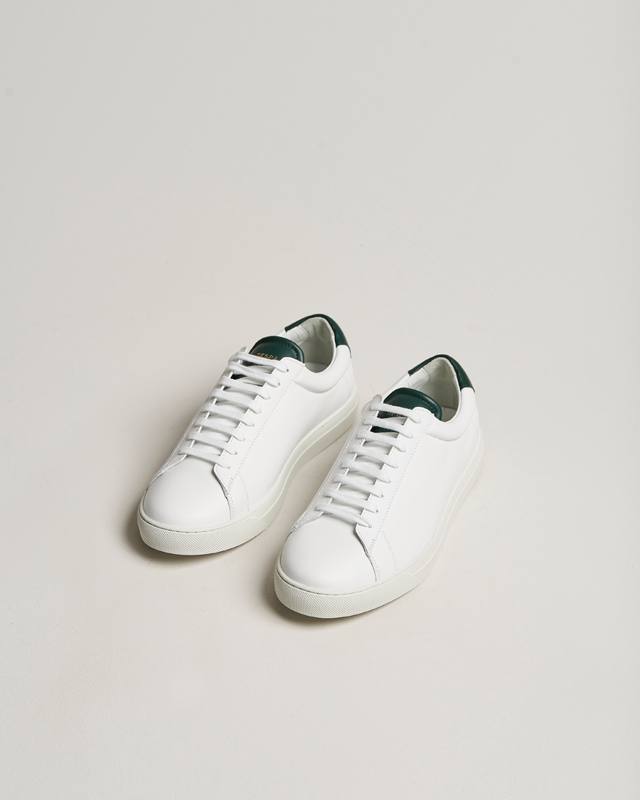 Herren | Zespà ZSP4 Nappa Leather Sneakers White/Dark Green | Zespà | ZSP4 Nappa Leather Sneakers White/Dark Green