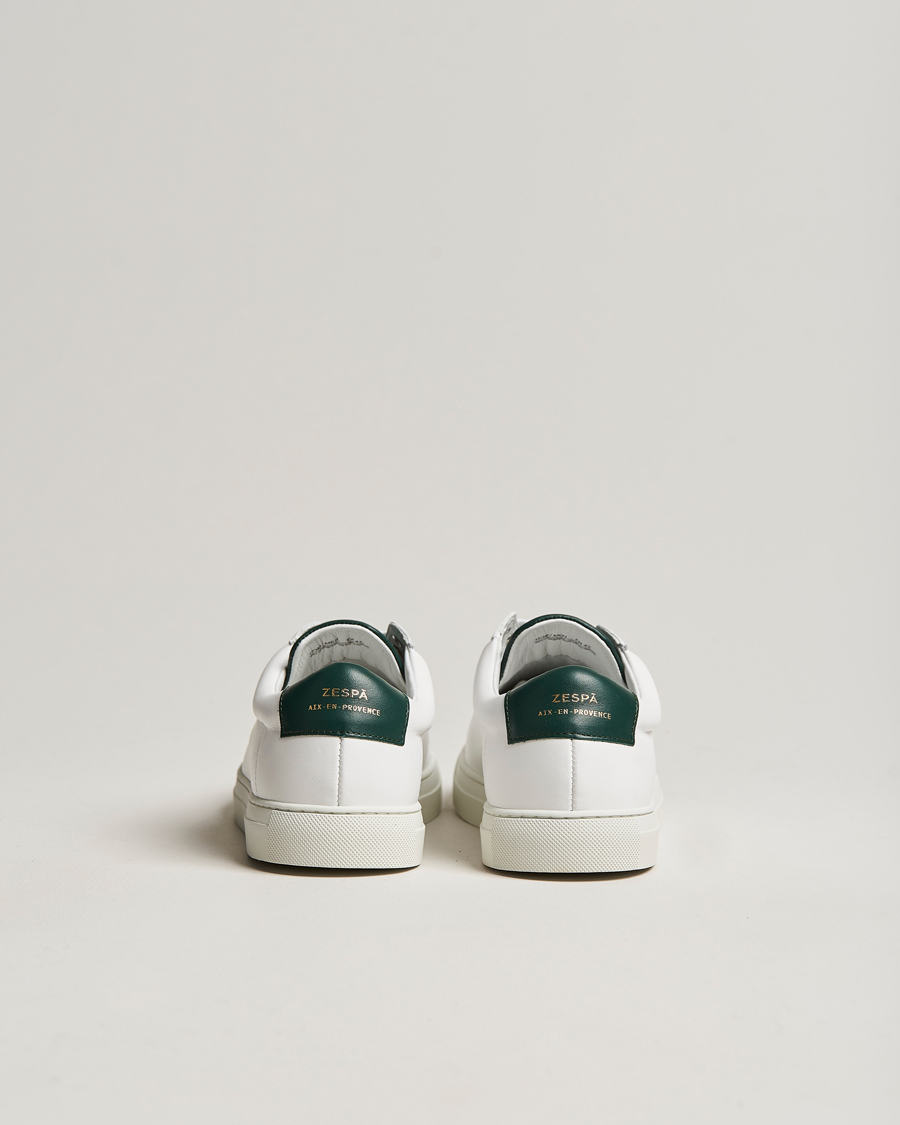 Herren | Zespà ZSP4 Nappa Leather Sneakers White/Dark Green | Zespà | ZSP4 Nappa Leather Sneakers White/Dark Green
