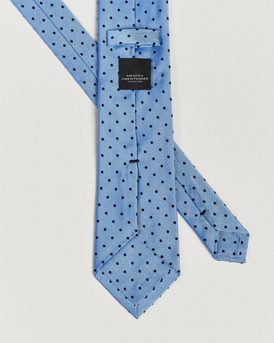 Herren | Krawatten | Amanda Christensen | Dot Classic Tie 8 cm Sky Blue/Navy