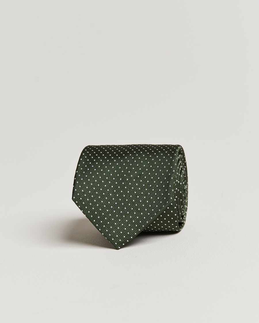 Herren | Krawatten | Amanda Christensen | Micro Dot Classic Tie 8 cm Olive/White