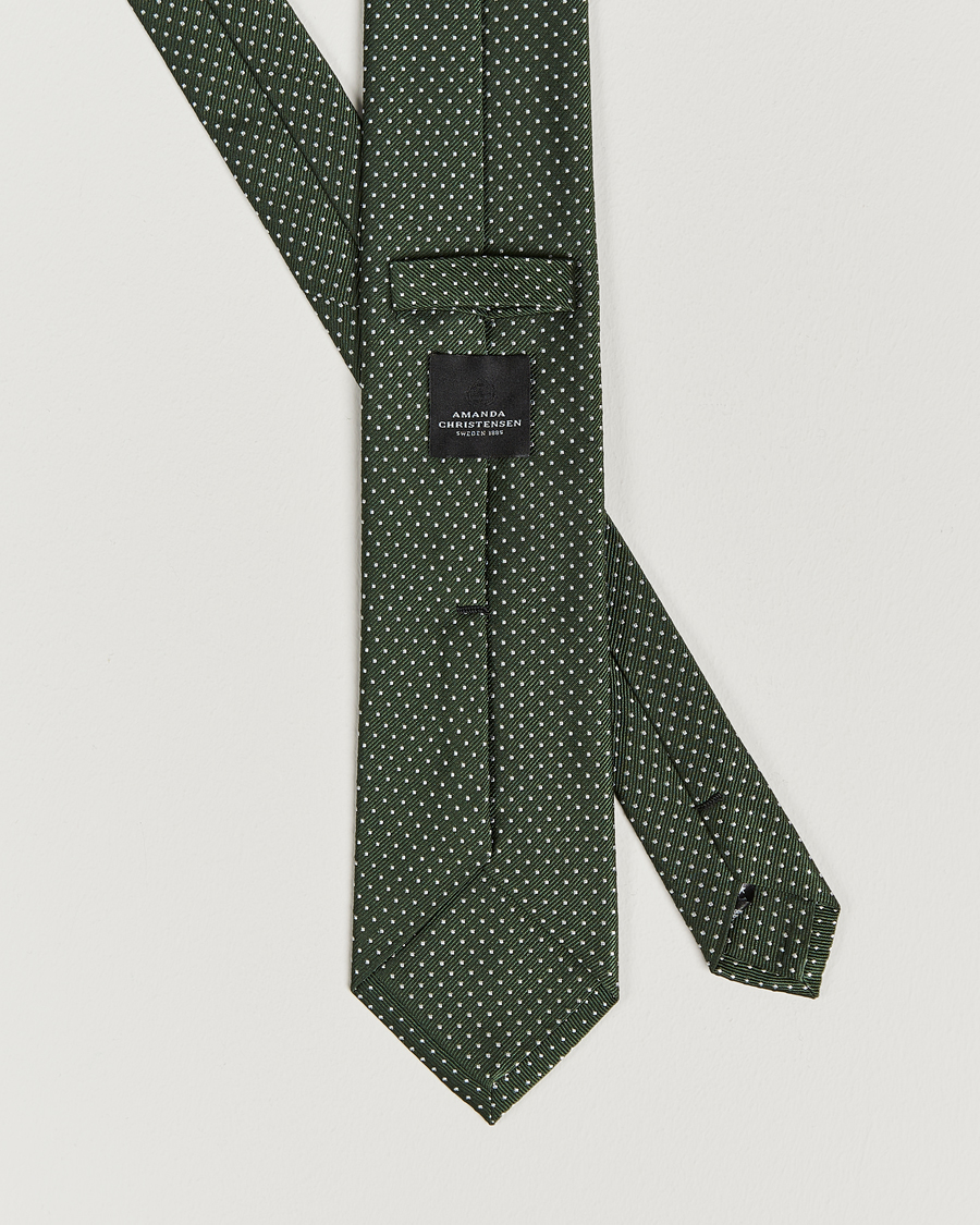 Herren | Amanda Christensen Micro Dot Classic Tie 8 cm Olive/White | Amanda Christensen | Micro Dot Classic Tie 8 cm Olive/White