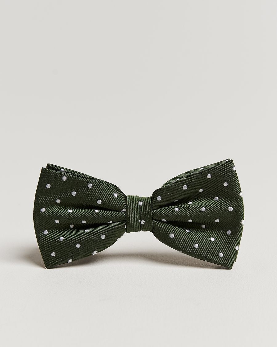 Herren | Amanda Christensen Dot Pre Tie Silk Olive/White | Amanda Christensen | Dot Pre Tie Silk Olive/White