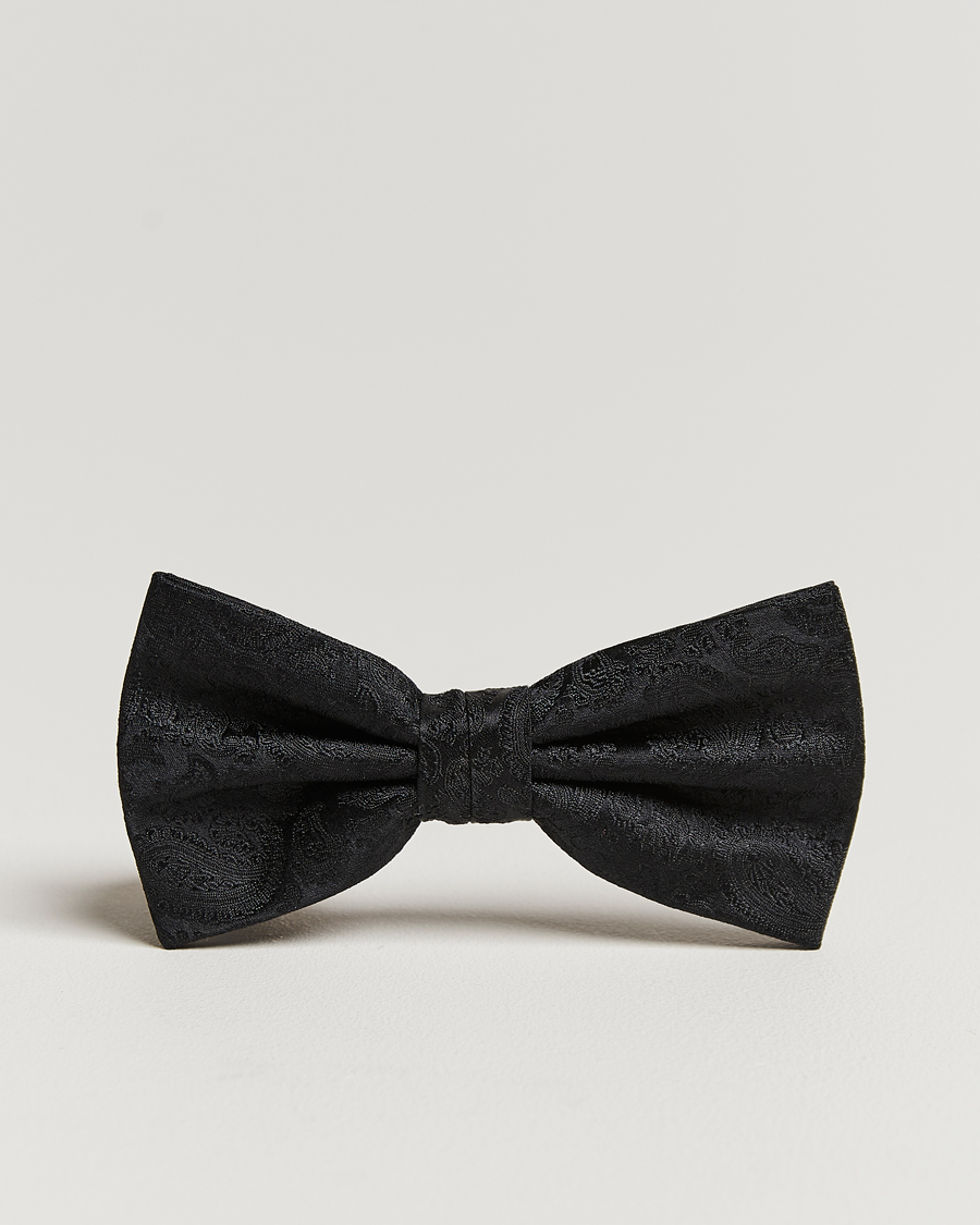 Herren | Amanda Christensen Tonal Paisley Pre Tie Silk Black | Amanda Christensen | Tonal Paisley Pre Tie Silk Black