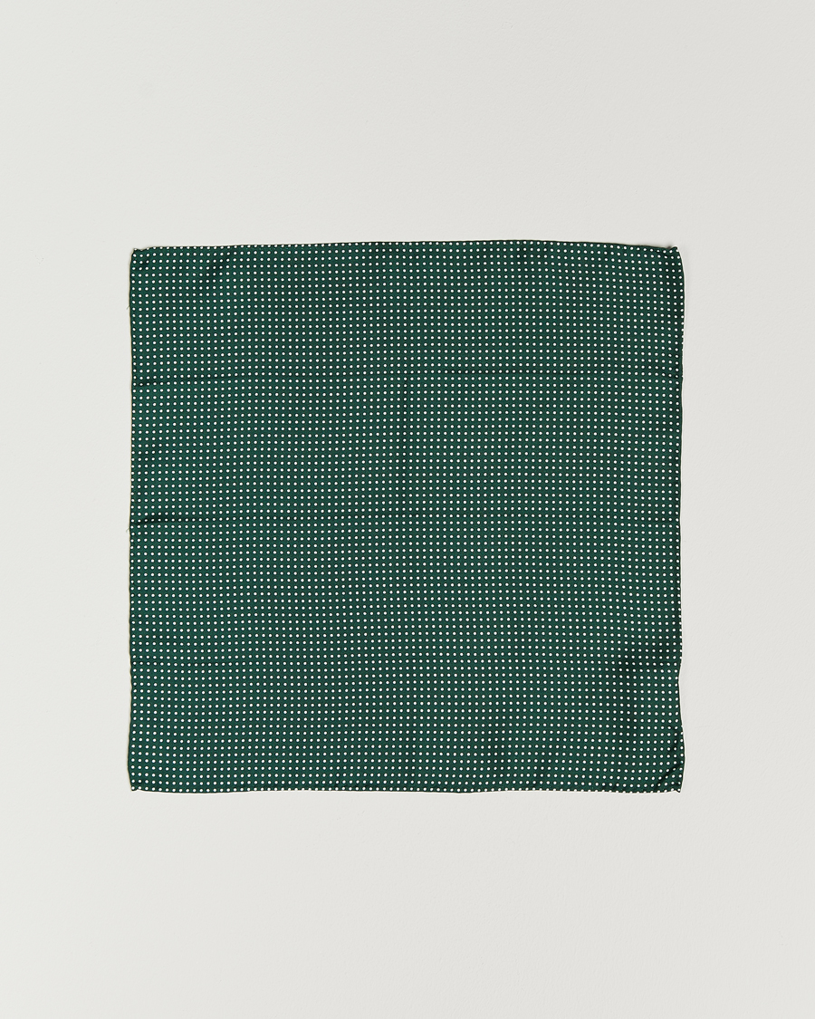 Herren | Einstecktücher | Amanda Christensen | Handkerchief Dot Silk Bottle Green