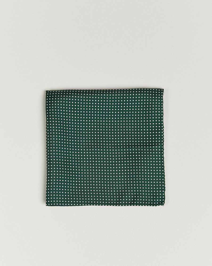 Herren | Einstecktücher | Amanda Christensen | Handkerchief Dot Silk Bottle Green