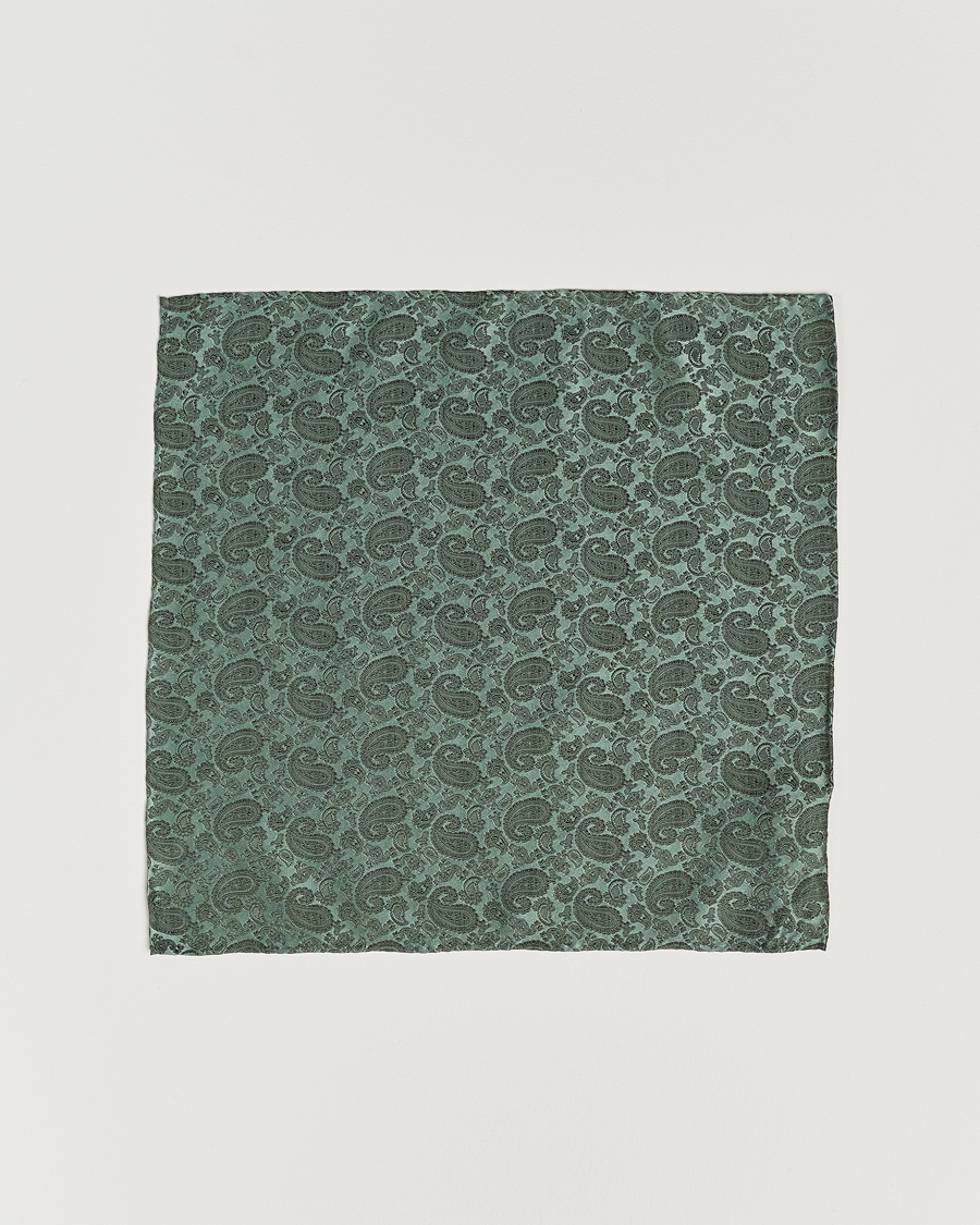 Herren | Einstecktücher | Amanda Christensen | Tonal Paisley Silk Pocket Square Olive