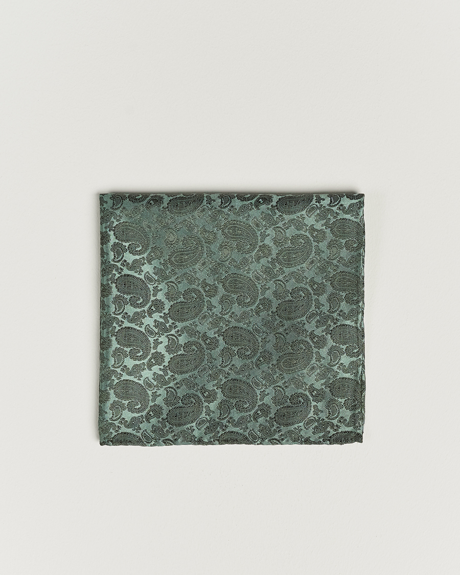 Herren | Einstecktücher | Amanda Christensen | Tonal Paisley Silk Pocket Square Olive