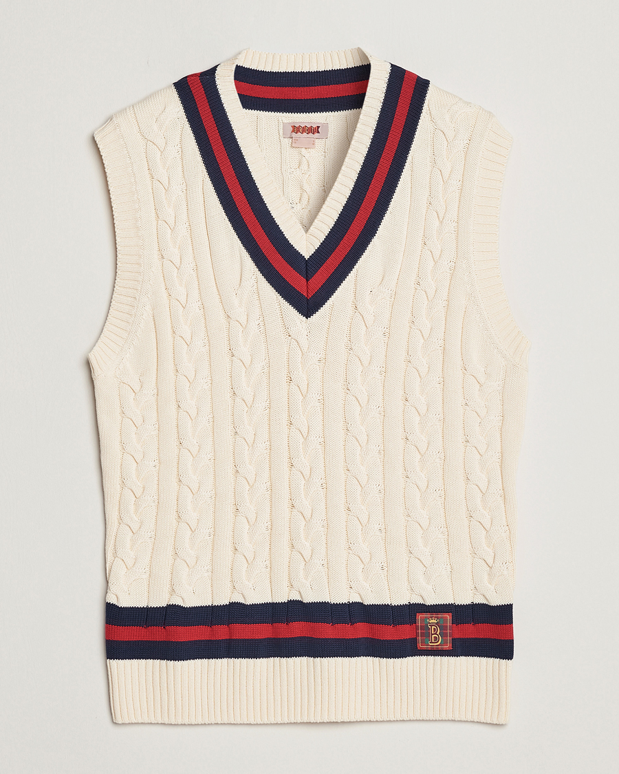 Herren | Pullover | Baracuta | Cotton Cable Knit Vest Off White