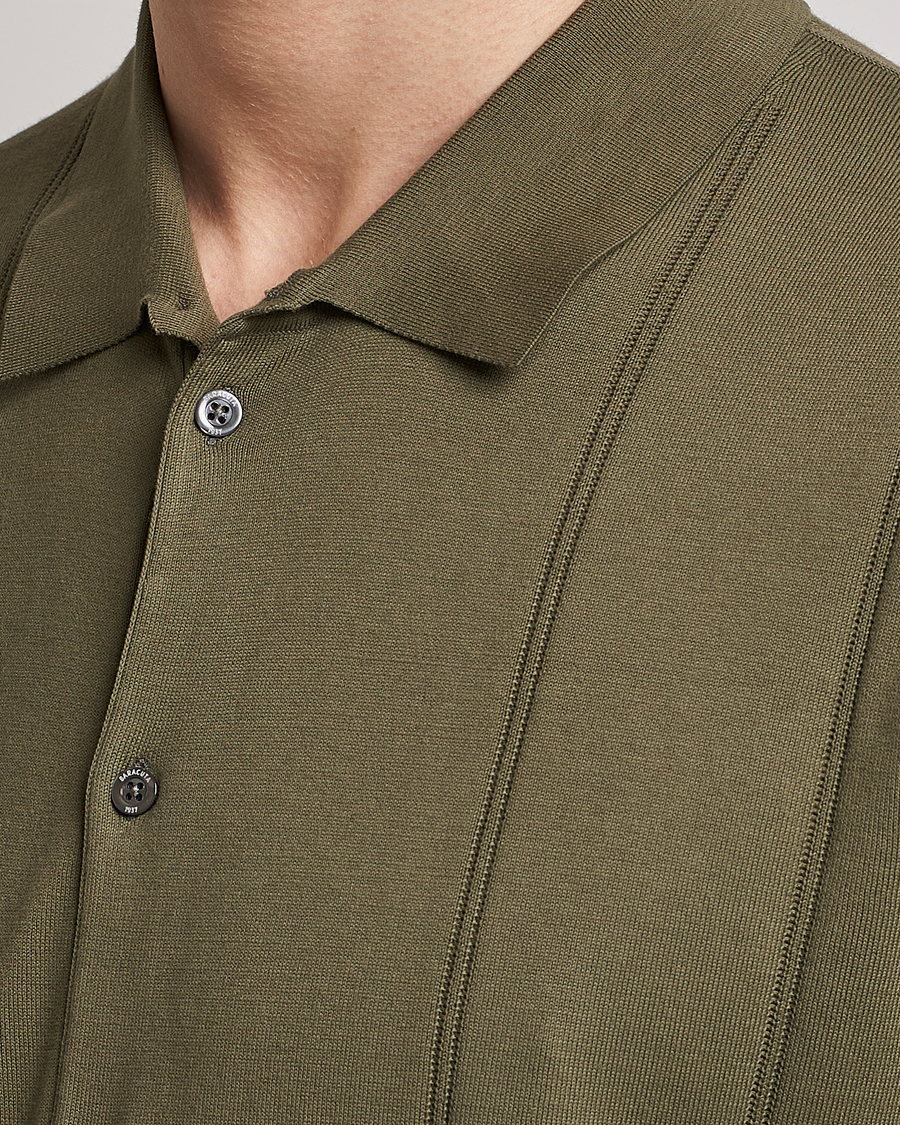 Herren | Poloshirts | Baracuta | Horatio Cotton Garment Dyed Knitted Polo Shirt Olive