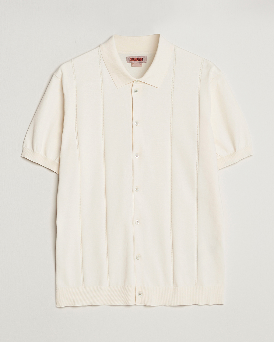 Herren | Poloshirts | Baracuta | Horatio Cotton Garment Dyed Knitted Polo Shirt Ivory