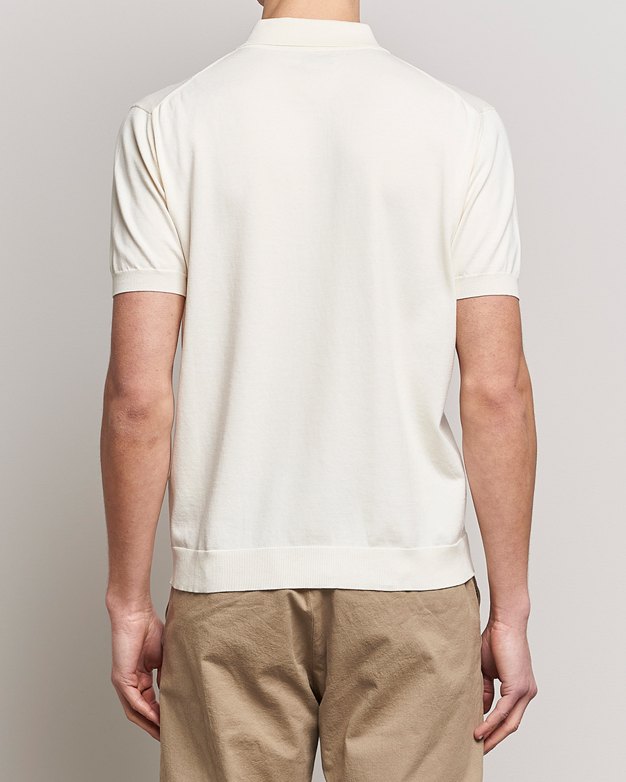 Herren | Poloshirts | Baracuta | Horatio Cotton Garment Dyed Knitted Polo Shirt Ivory