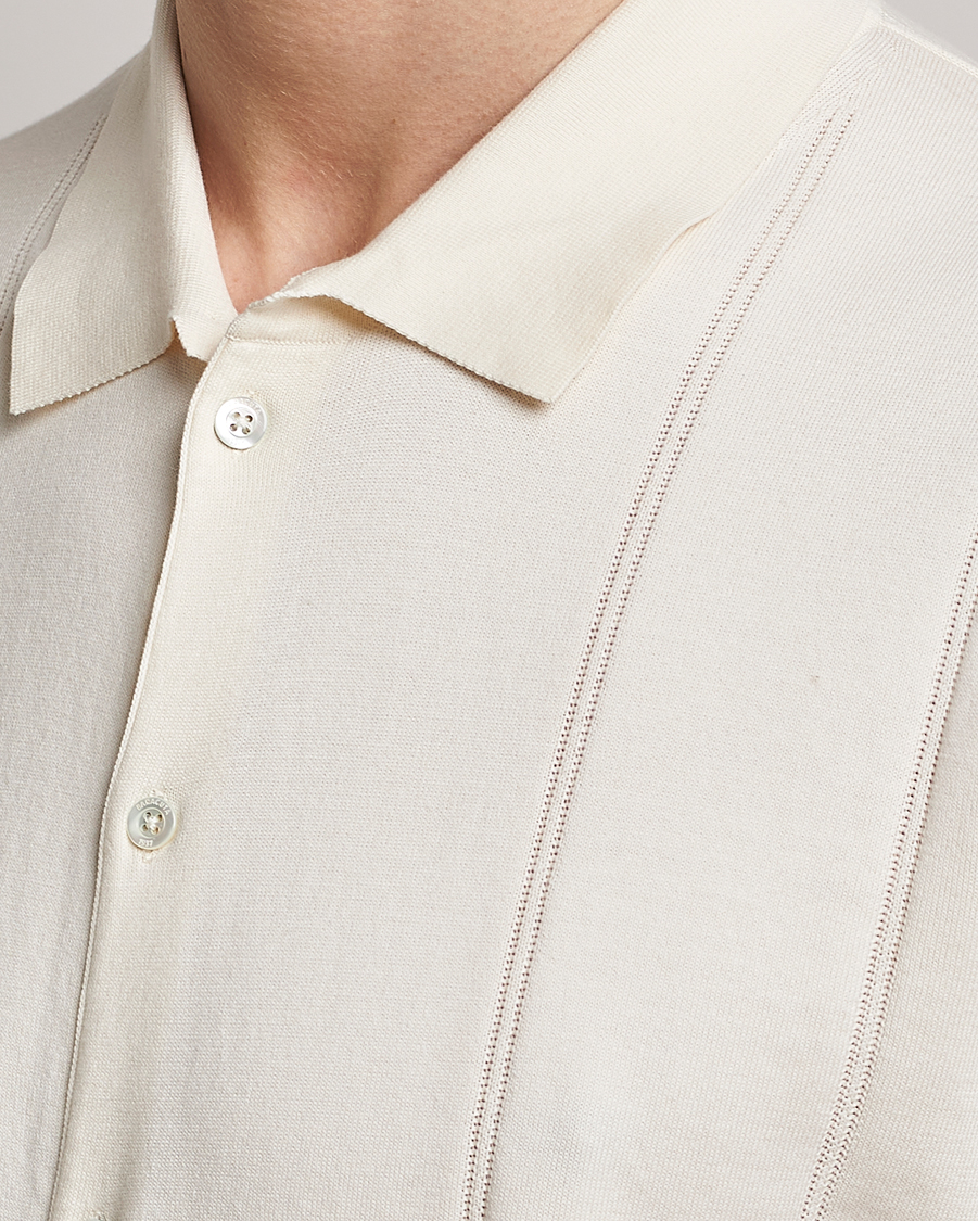 Herren | Poloshirts | Baracuta | Horatio Cotton Garment Dyed Knitted Polo Shirt Ivory