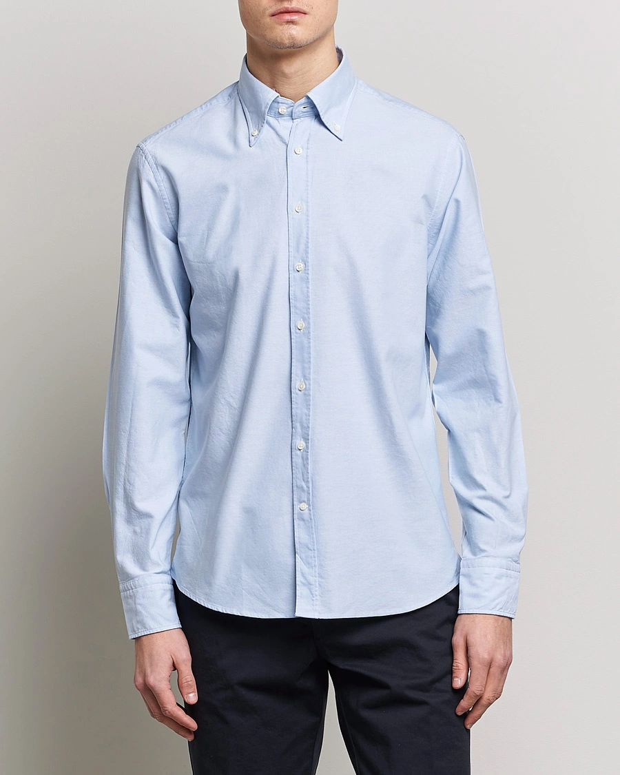 Herren | Hemden | Stenströms | Fitted Body Oxford Shirt Light Blue