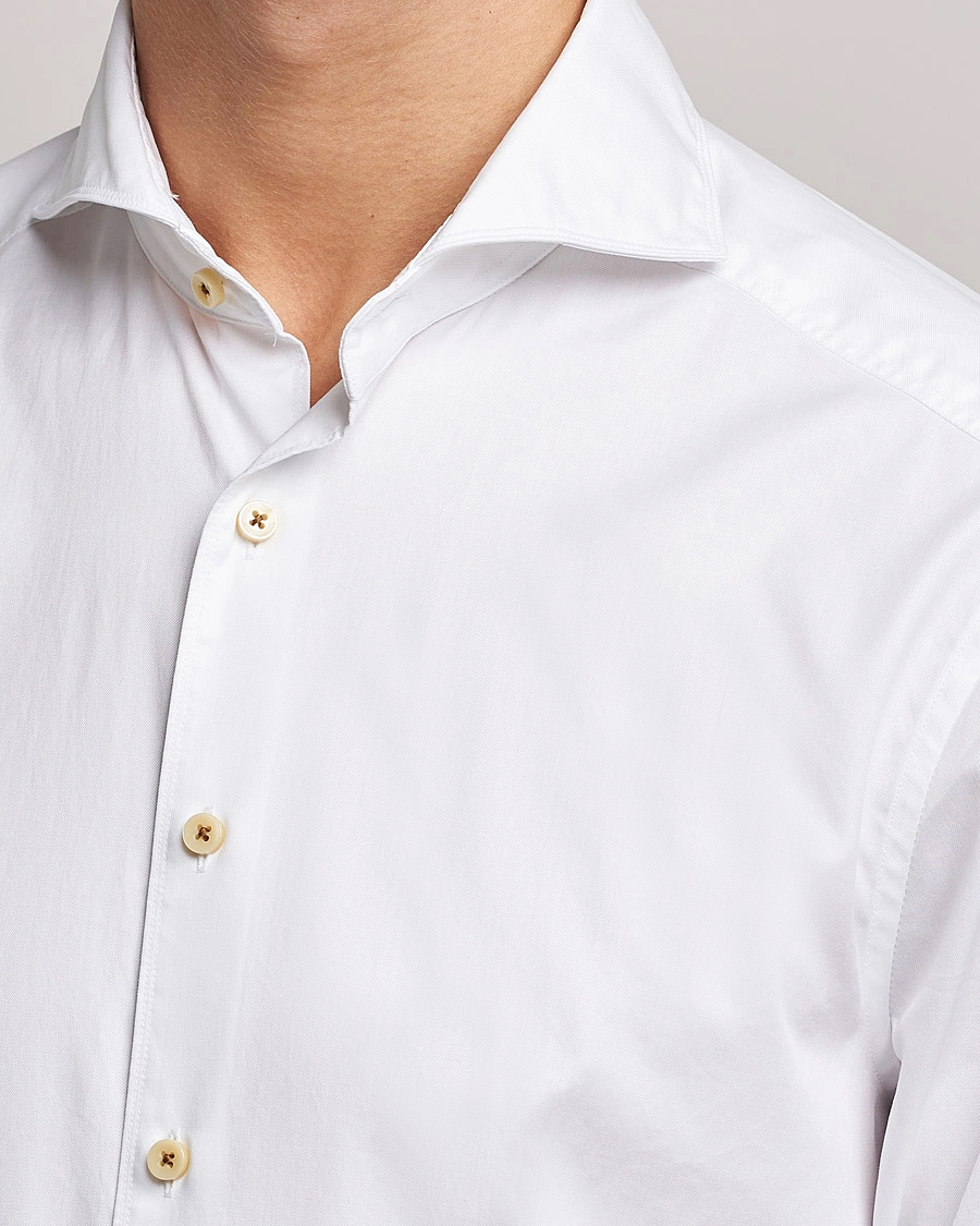 Herren | Freizeithemden | Stenströms | Slimline X-Long Sleeve Washed Cotton Shirt White