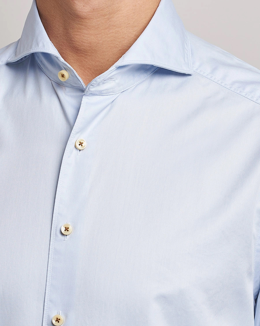 Herren | Freizeithemden | Stenströms | Slimline X-Long Sleeve Washed Cotton Shirt Light Blue