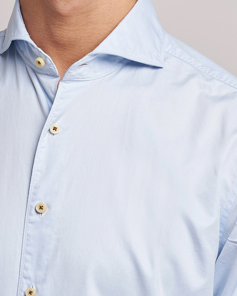 Herren | Freizeithemden | Stenströms | Fitted Body X-Long Sleeve Washed Shirt Light Blue