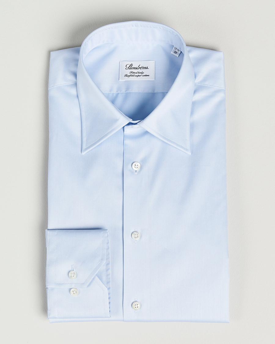 Herren | Hemden | Stenströms | Fitted Body Kent Collar Shirt Light Blue
