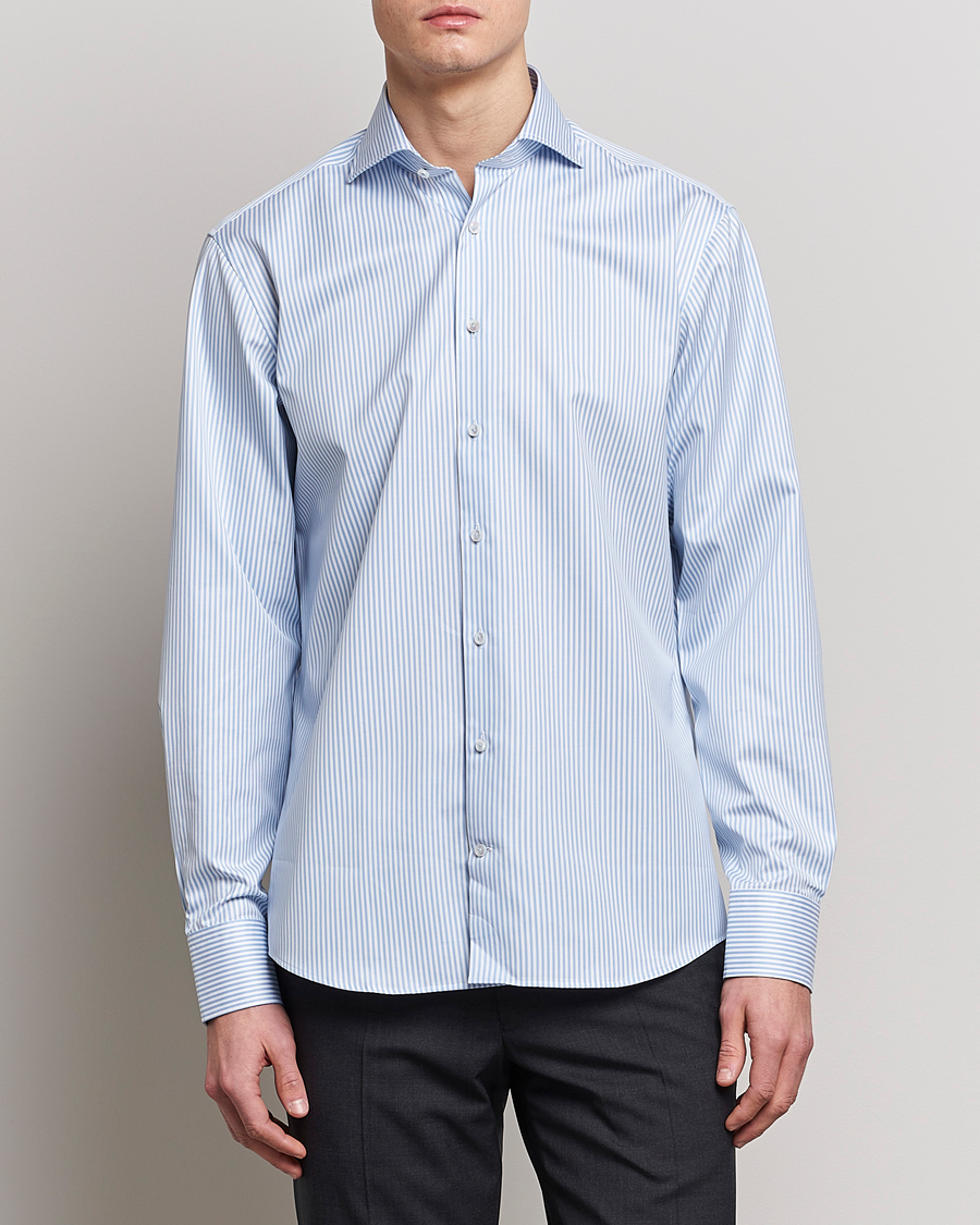 Herren | Hemden | Stenströms | Fitted Body Striped Cut Away Shirt Blue/White