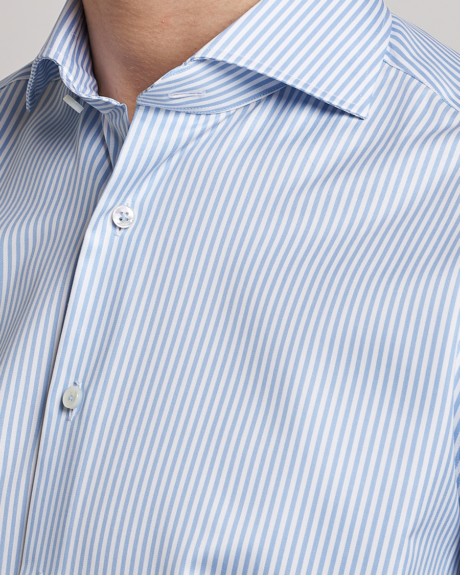 Herren | Hemden | Stenströms | Fitted Body Striped Cut Away Shirt Blue/White