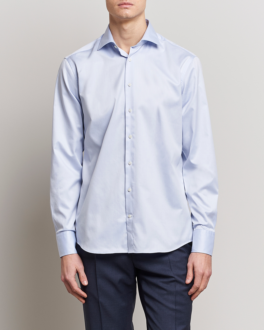 Herren | Hemden | Stenströms | Fitted Body Twofold Stretch Shirt Light Blue