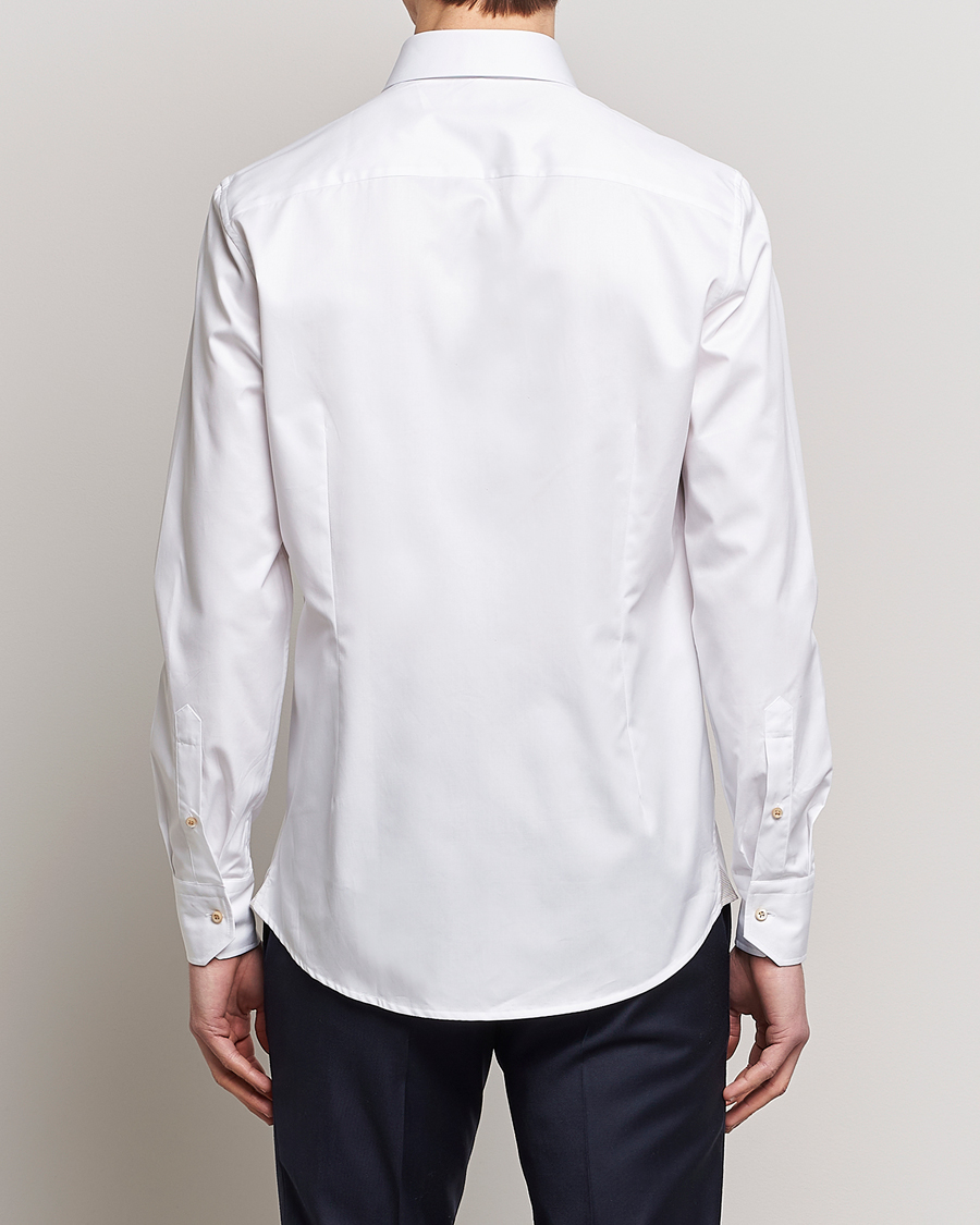 Herren | Hemden | Stenströms | Fitted Body Contrast Cotton Shirt White