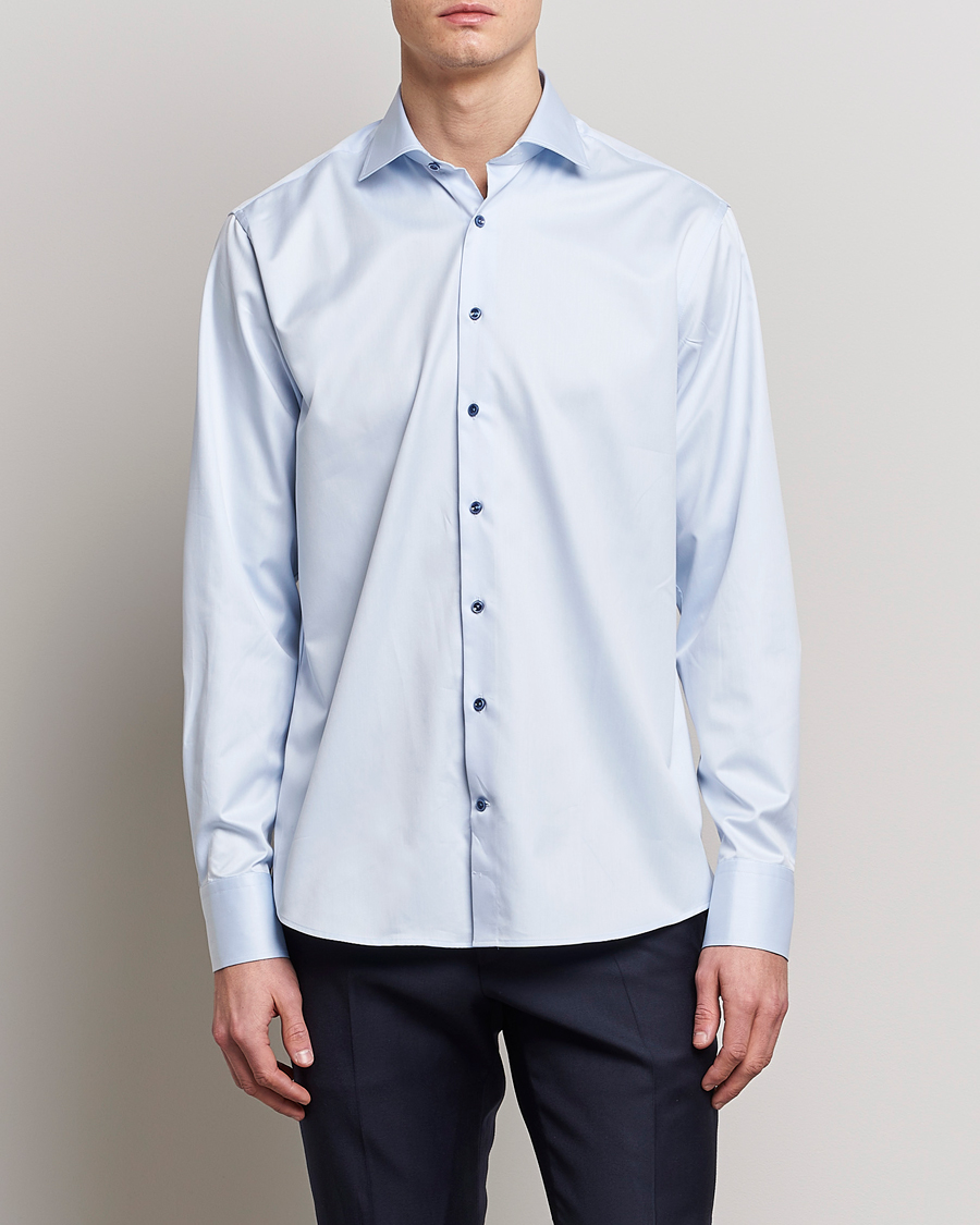 Herren | Hemden | Stenströms | Fitted Body Contrast Twill Shirt Light Blue