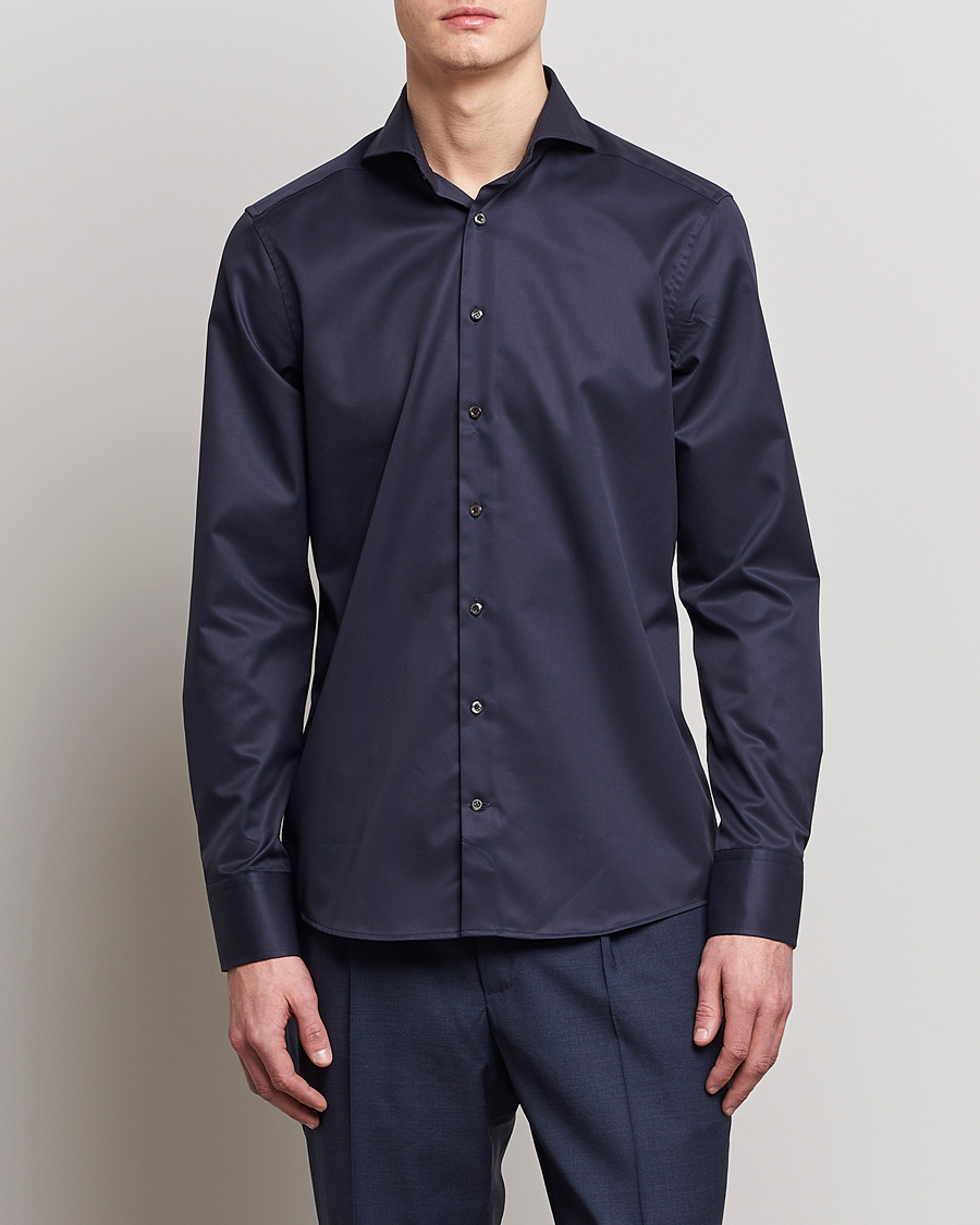 Herren | Hemden | Stenströms | Slimline Extreme Cut Away Shirt Navy