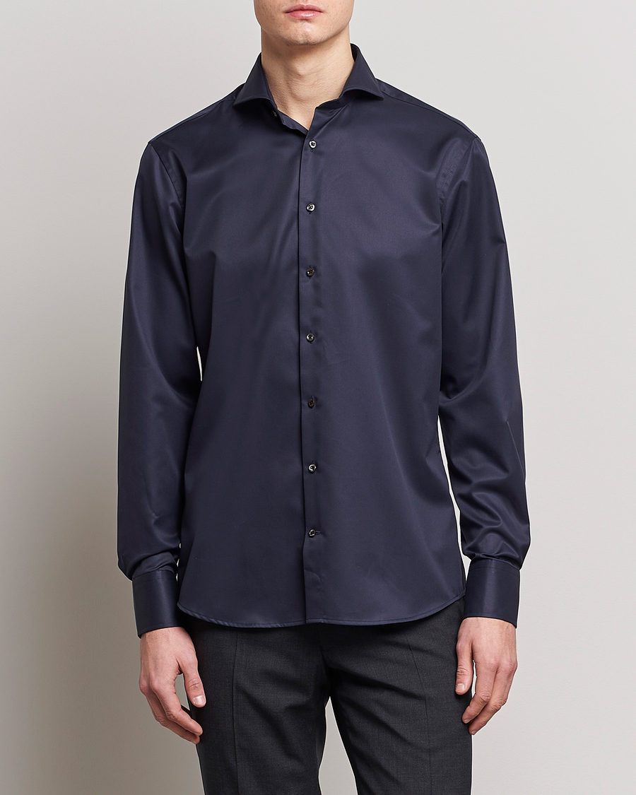 Herren | Hemden | Stenströms | Fitted Body Extreme Cut Away Shirt Navy