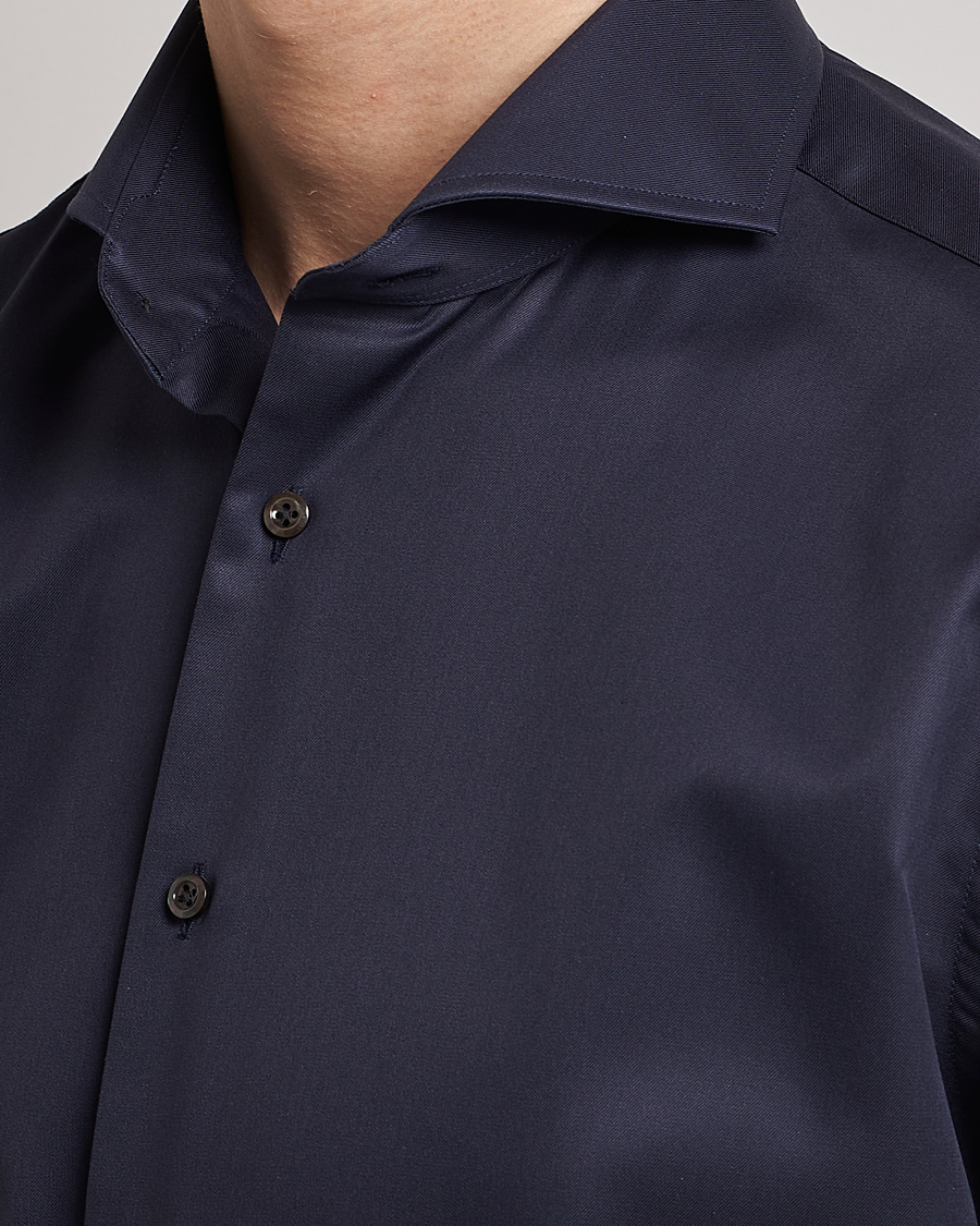 Herren | Hemden | Stenströms | Fitted Body Extreme Cut Away Shirt Navy