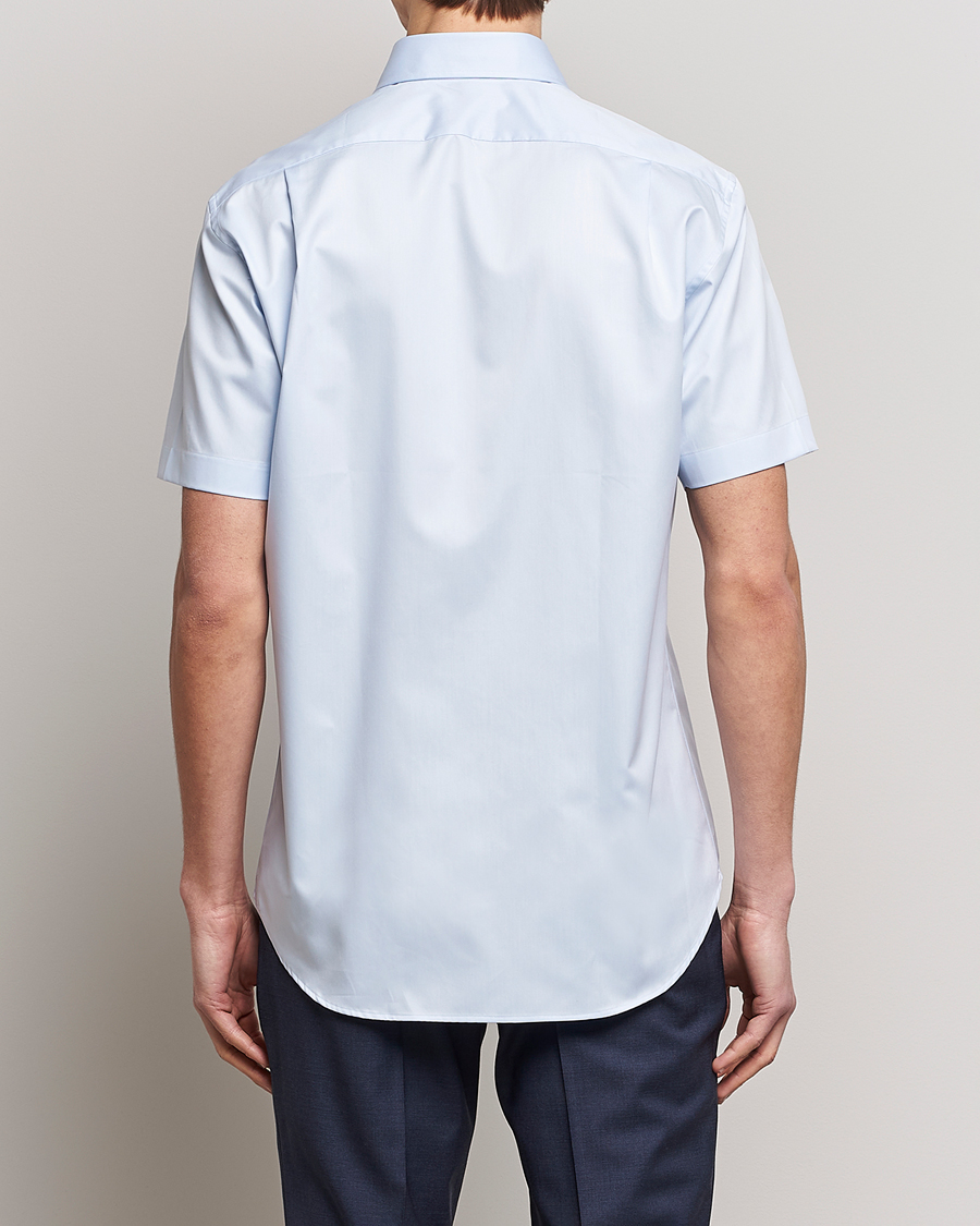 Herren | Hemden | Stenströms | Fitted Body Short Sleeve Twill Shirt Light Blue