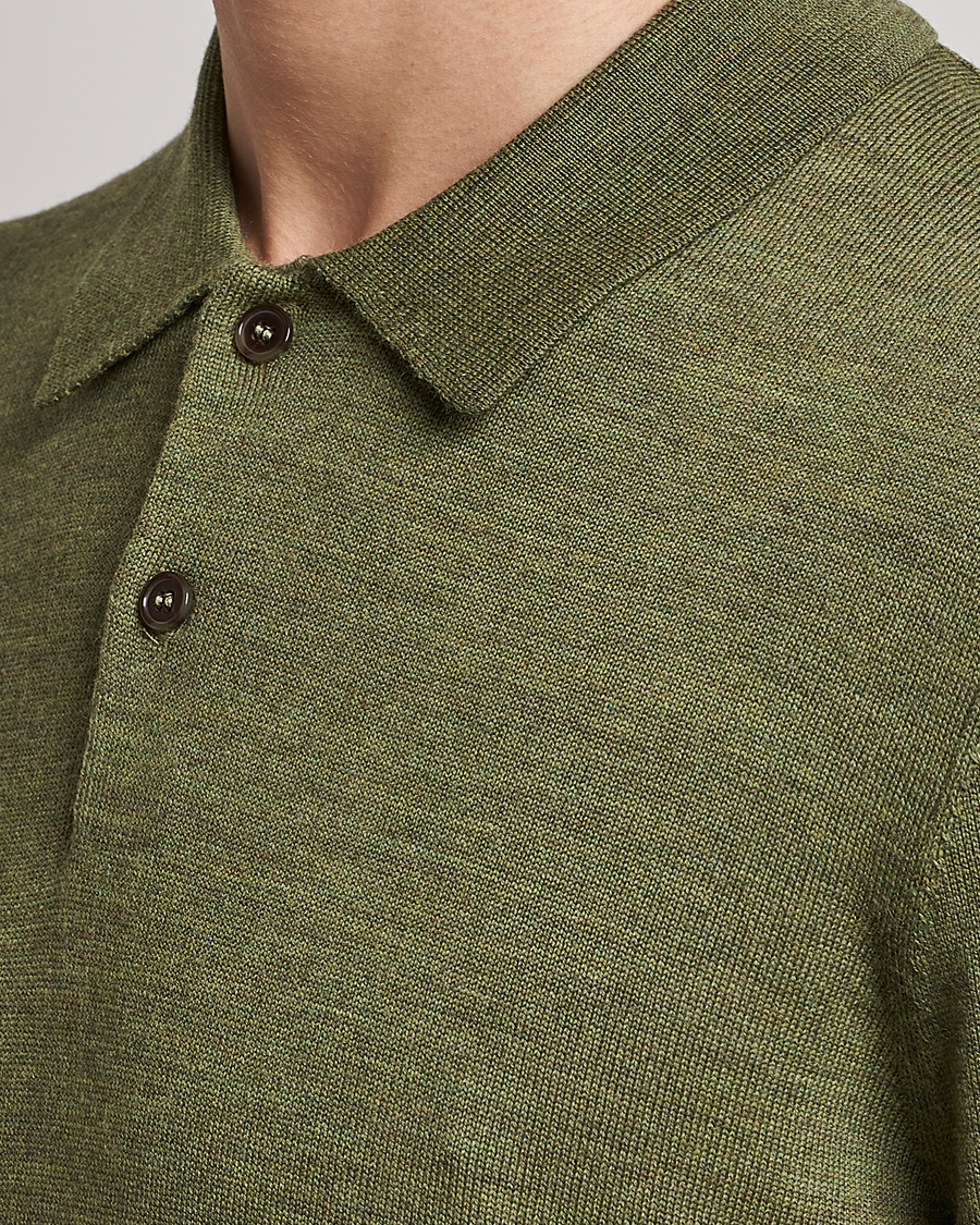 Herren | Pullover | Morris | Merino Knitted Polo Olive