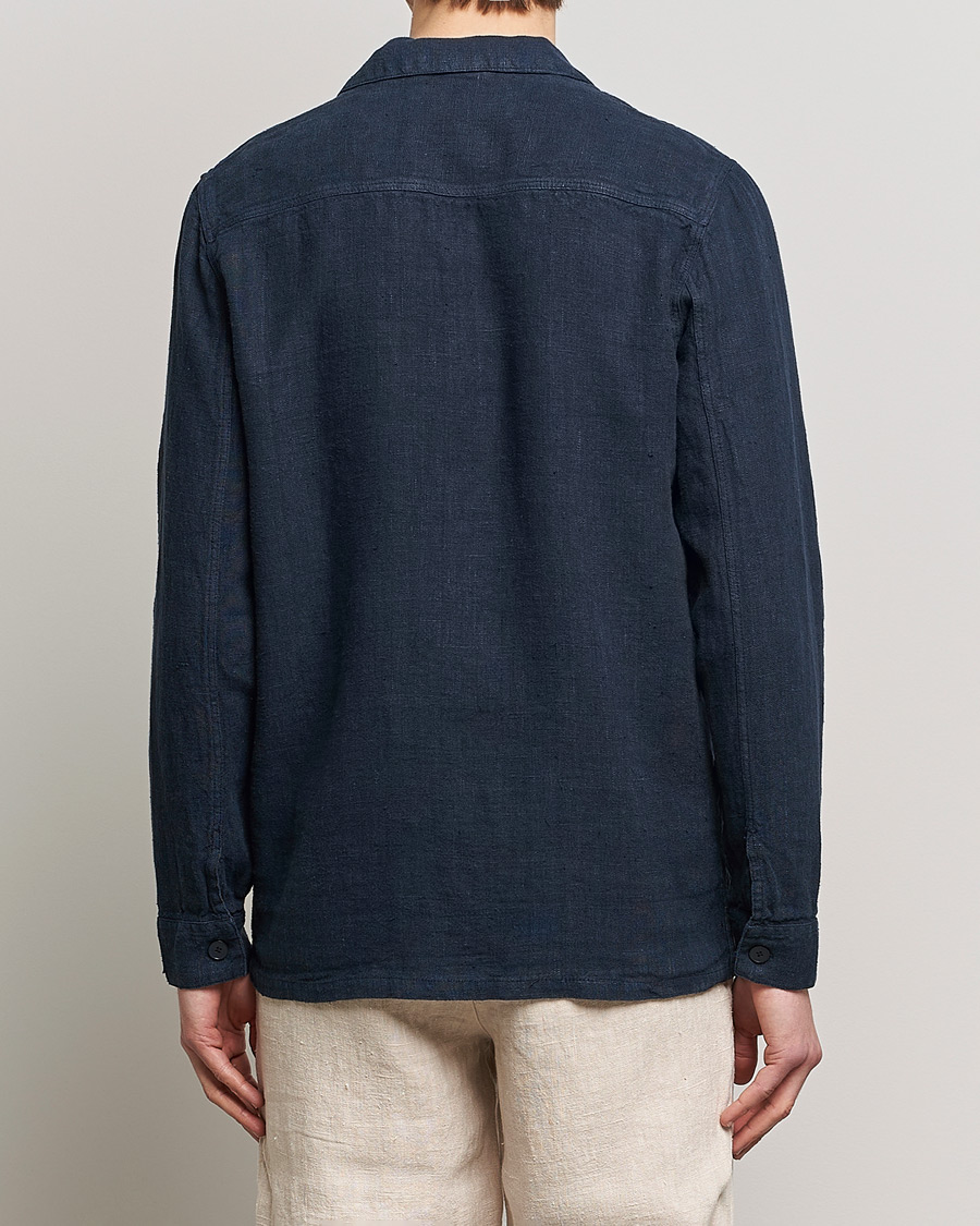 Herren | Hemden | A Day's March | Bangher Linen Overshirt Navy