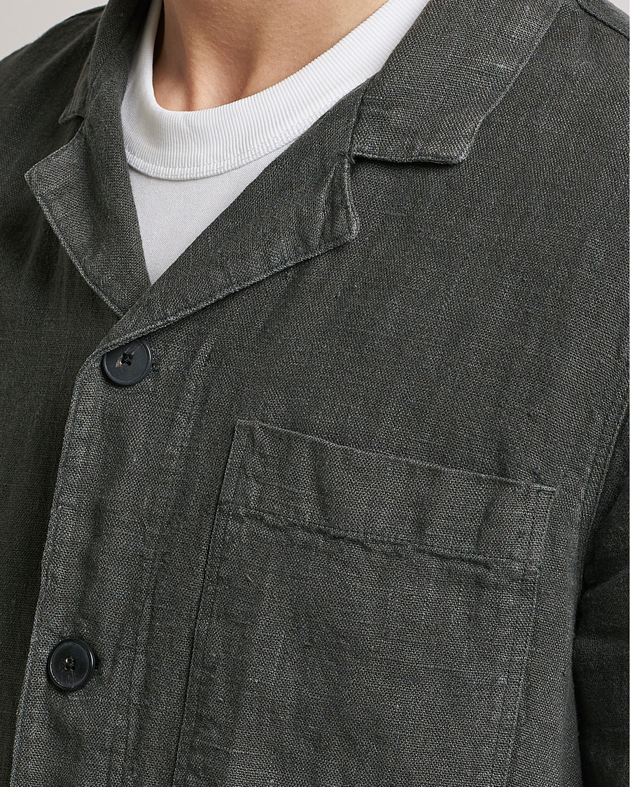 Herren | Hemden | A Day's March | Bangher Linen Overshirt Olive