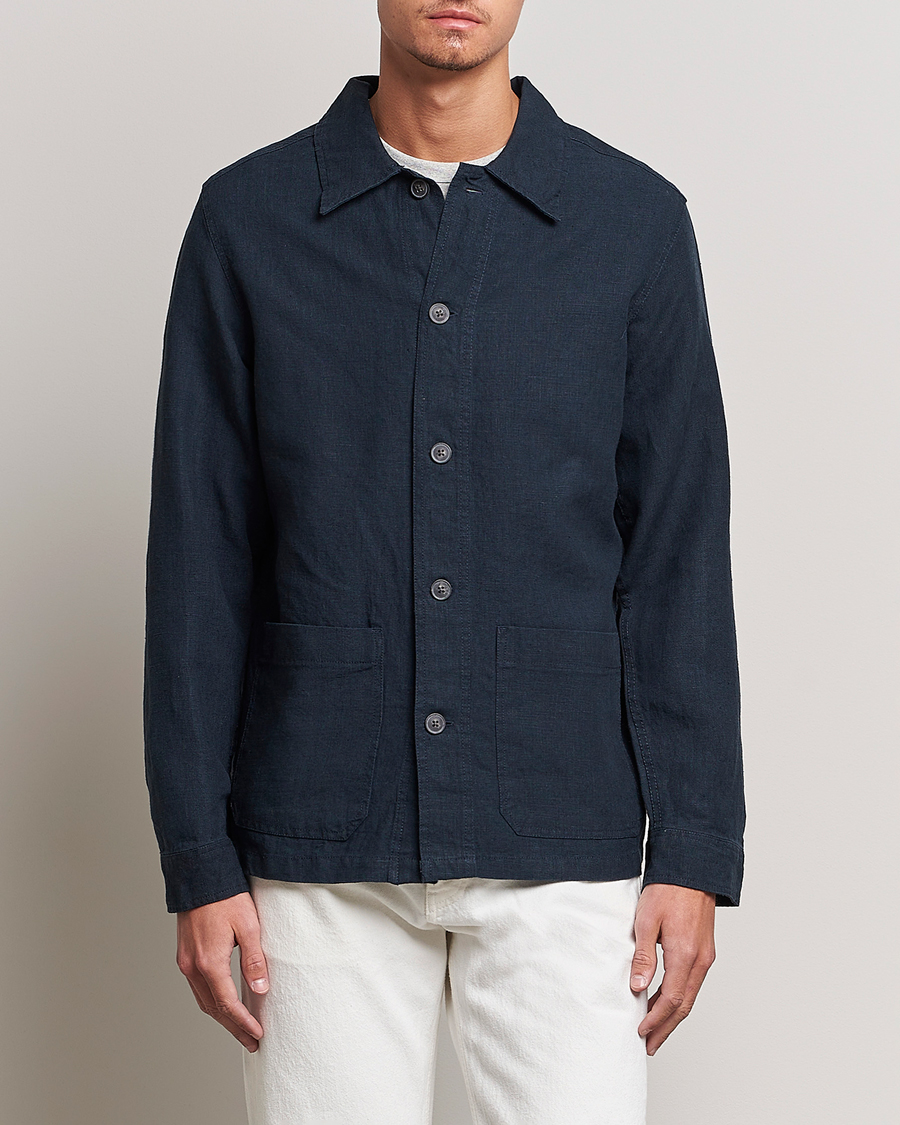 Herren | Hemden | A Day's March | Original Linen Overshirt Navy