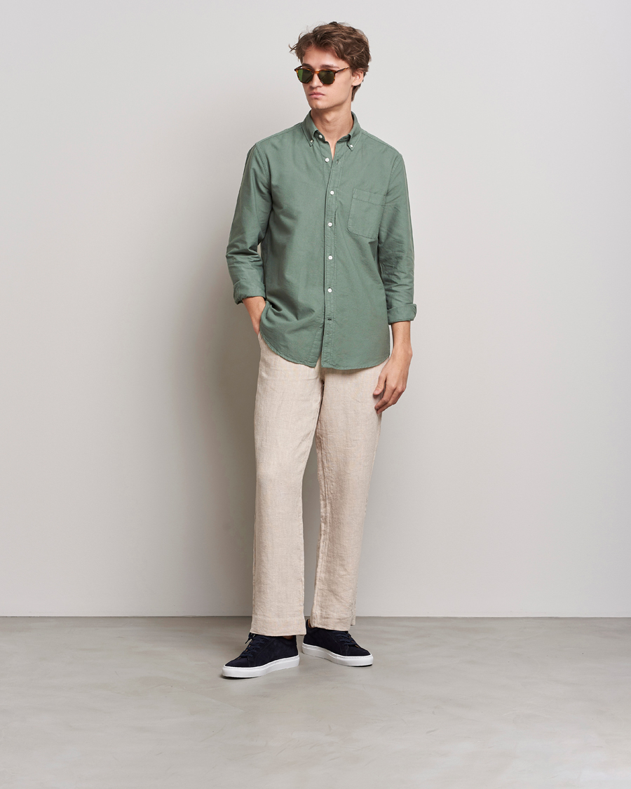 Herren | Hemden | A Day's March | Moorgate Dyed Oxford Shirt Dusty Green