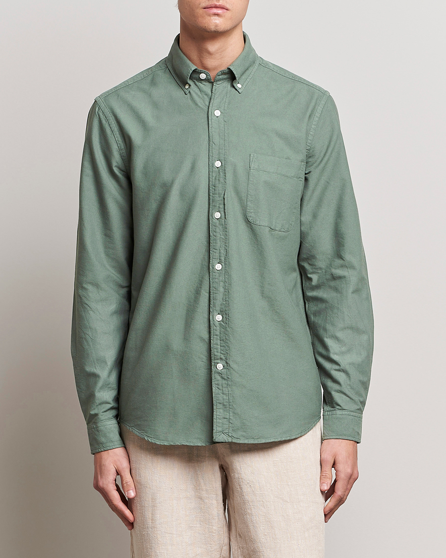 Herren | Hemden | A Day's March | Moorgate Dyed Oxford Shirt Dusty Green