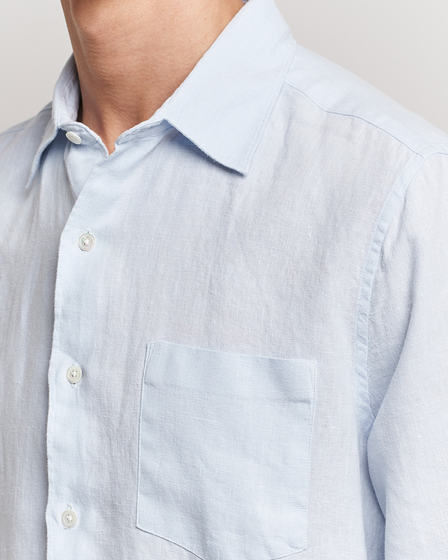 Herren | Hemden | A Day's March | Abu Linen Shirt Light Blue